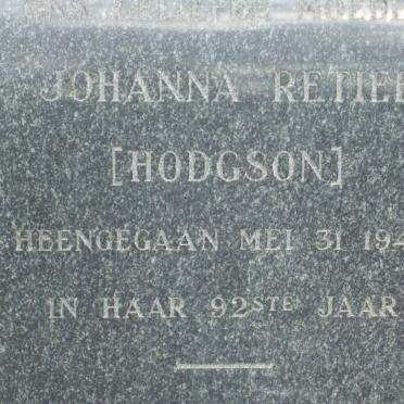 RETIEF Johanna nee HODGSON -1949