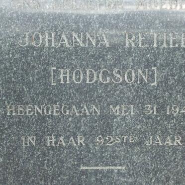 RETIEF Johanna nee HODGSON -1949