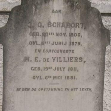 SCHABORT J.G. 1806-1879 &amp; M.E. DE VILLIERS 1811-1881