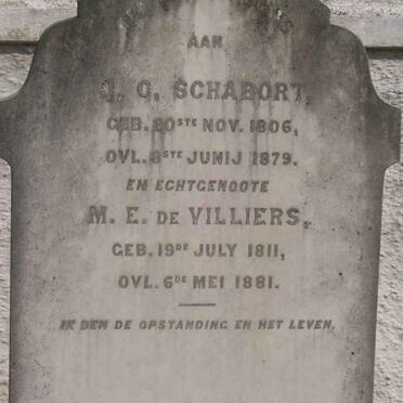 SCHABORT J.G. 1806-1879 &amp; M.E. DE VILLIERS 1811-1881