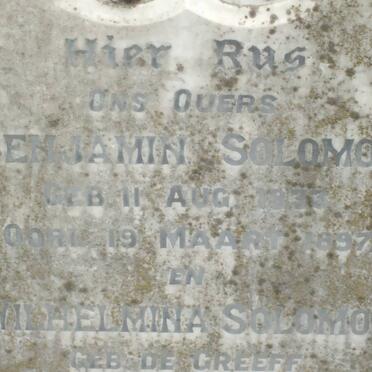 SOLOMON Benjamin 1833-1897 &amp; Wilhelmina DE GREEFF 1843-1912