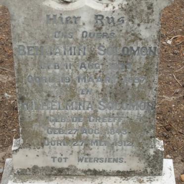 SOLOMON Benjamin 1833-1897 &amp; Wilhelmina DE GREEFF 1843-1912
