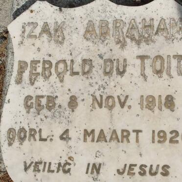 TOIT Izak Abraham Perold, du 1918-1920