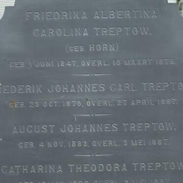 TREPTOW Friedrika Albertina Carolina nee HORN 1847-1876 ::  TREPTOW Frederik Johannes Carl 1879-1887