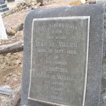 VILLIERS Izak, de -1920 &amp; Christina Maria RETIEF -1932