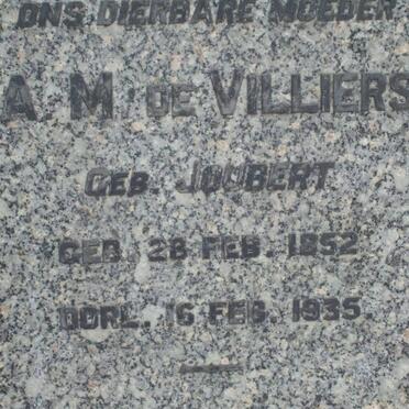 VILLIERS A.M., de nee JOUBERT 1852-1935