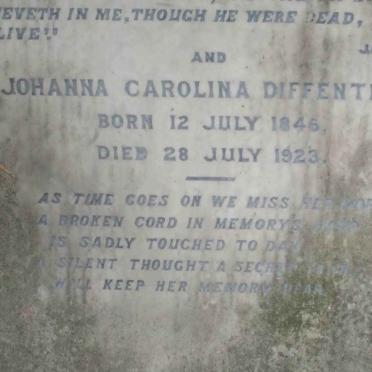 DIFFENTHAL Peter John &amp; Johanna Carolina 1846-1923 :: DIFFENTHAL Agatha Henrietta -1887