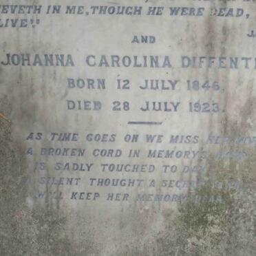 DIFFENTHAL Peter John &amp; Johanna Carolina 1846-1923 :: DIFFENTHAL Agatha Henrietta -1887