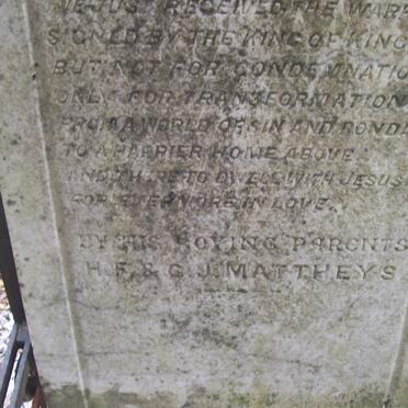 MATTHEYS Daniel Frederick Berange 1894-1895