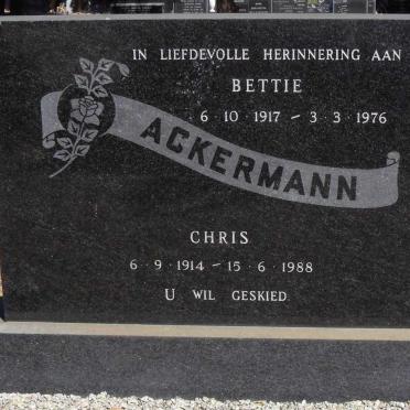 ACKERMANN Chris 1914-1988 &amp; Bettie 1917-1976