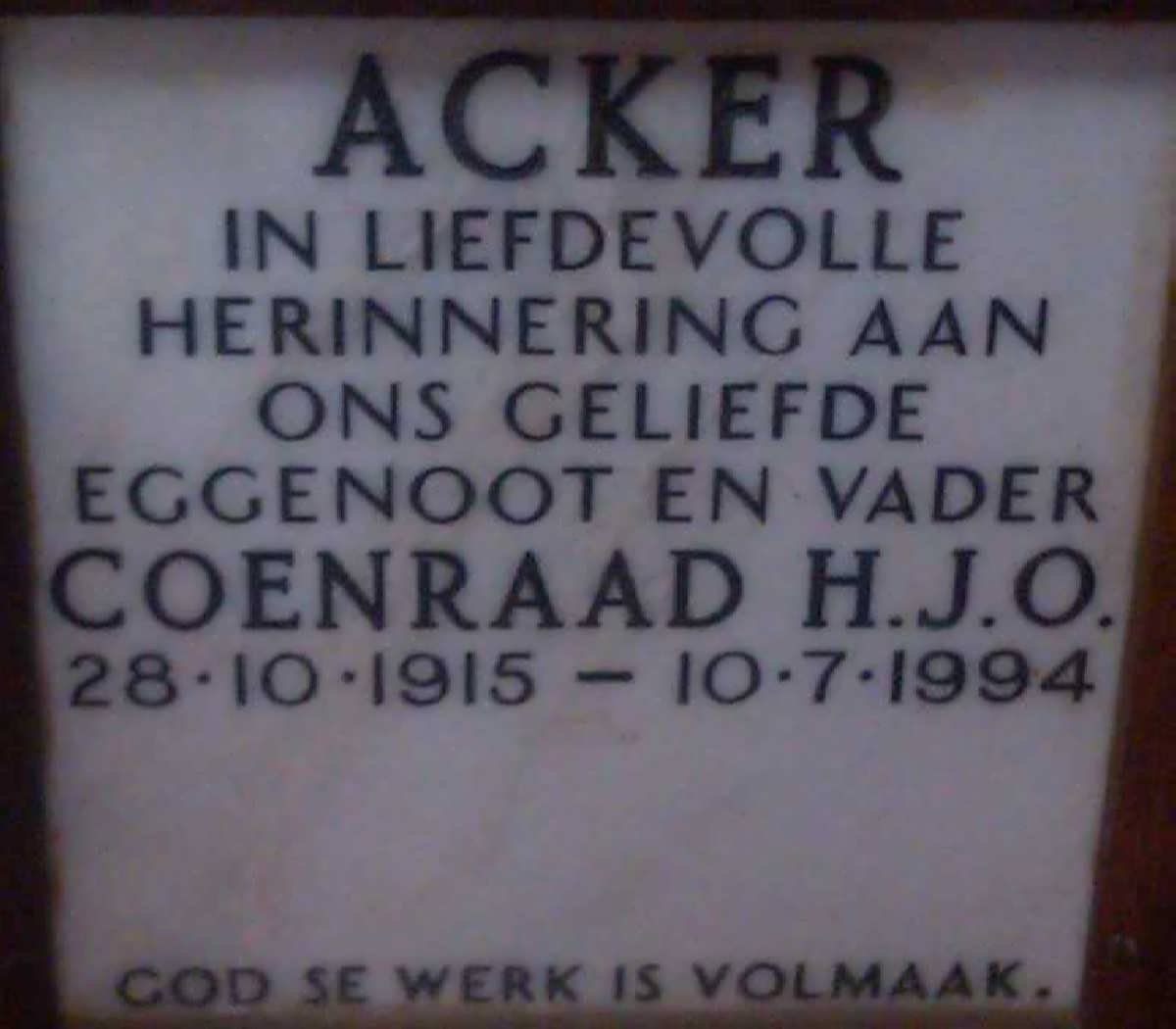 ACKER Coenraad H.J.O. 1915-1994