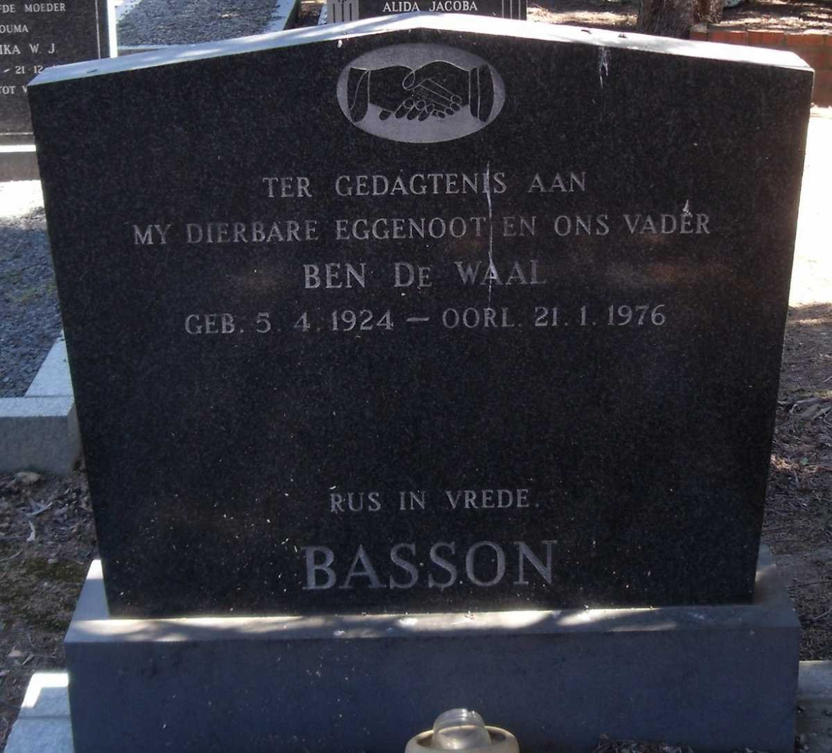 BASSON Ben de Waal 1924-1976