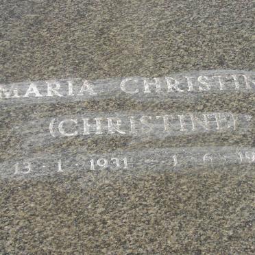 BASSON Maria Christine nee CHRISTINE 1931-1998
