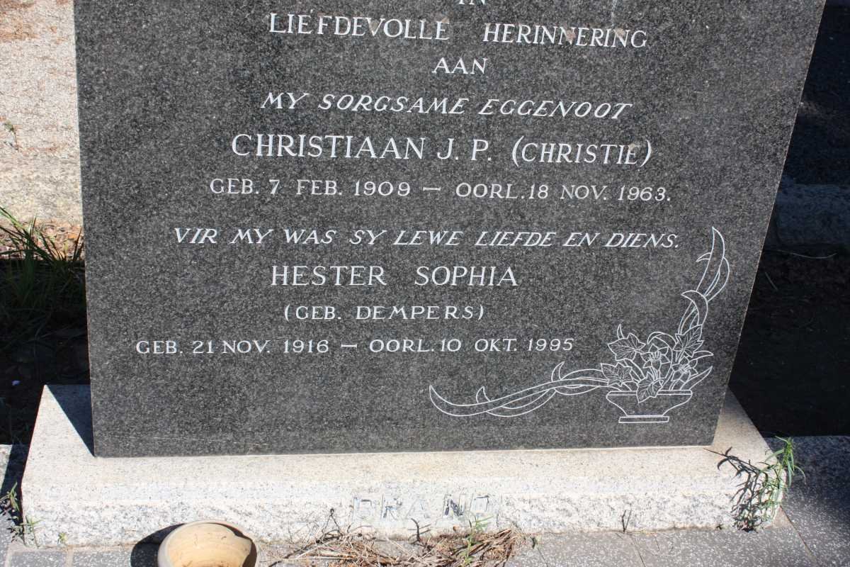 BRAND Christiaan J.P.1909-1963 &amp; Hester Sophia DEMPERS 1916-1995