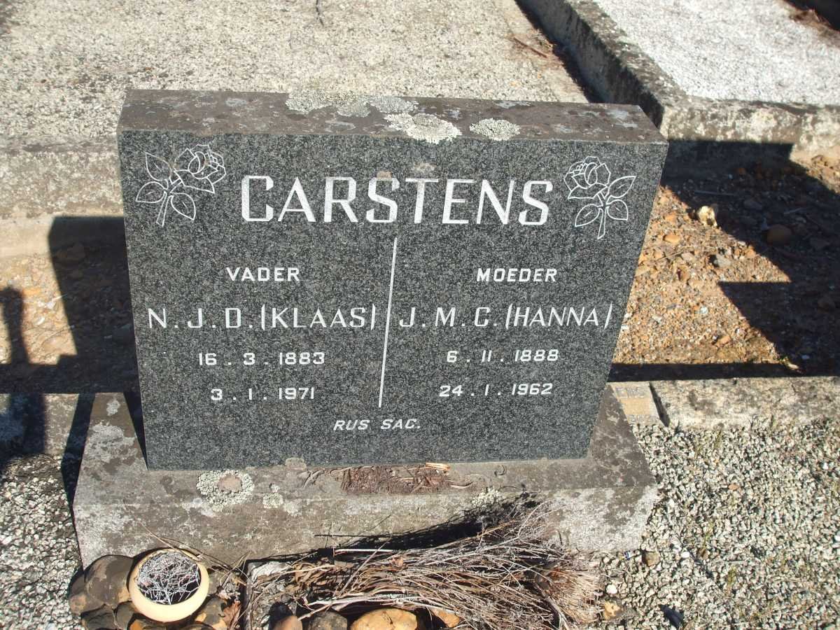 CARSTENS N.J.D. 1883-1971 &amp; J.M.C. 1888-1962