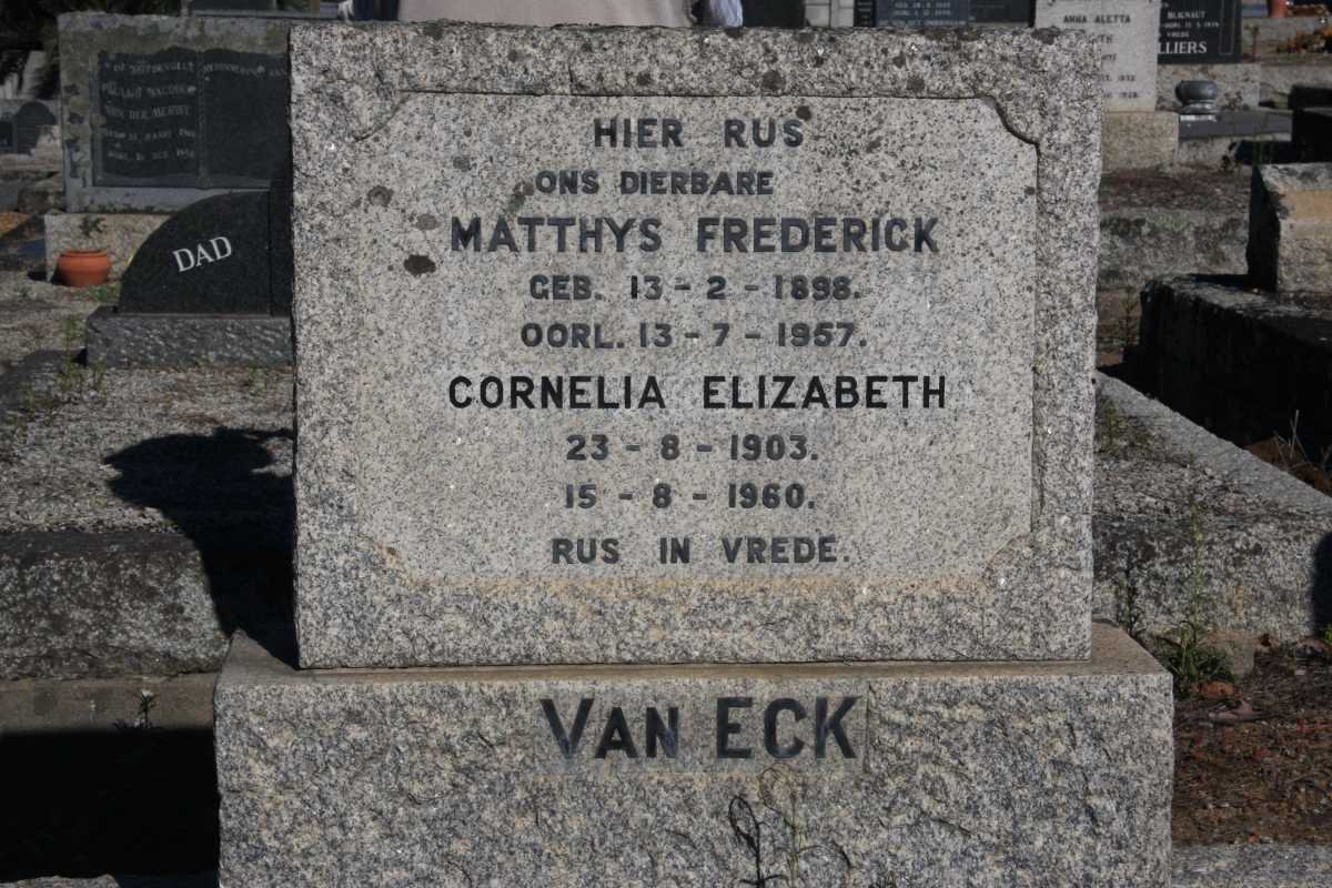 ECK Matthys Frederick, van 1898-1957 &amp; Cornelia Elizabeth 1903-1960