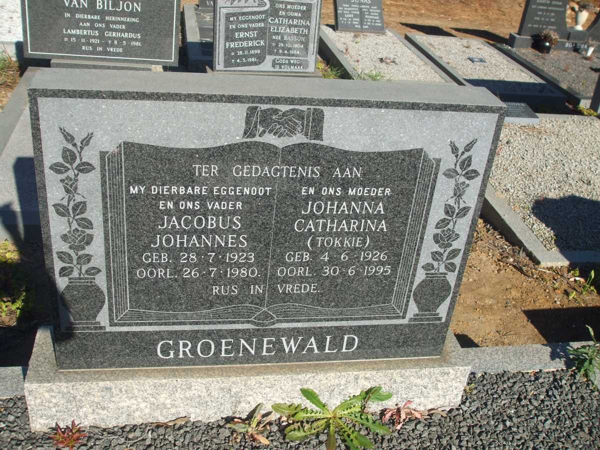 GROENEWALD Jacobus Johannes 1923-1980 &amp; Johanna Catharina 1926-1995