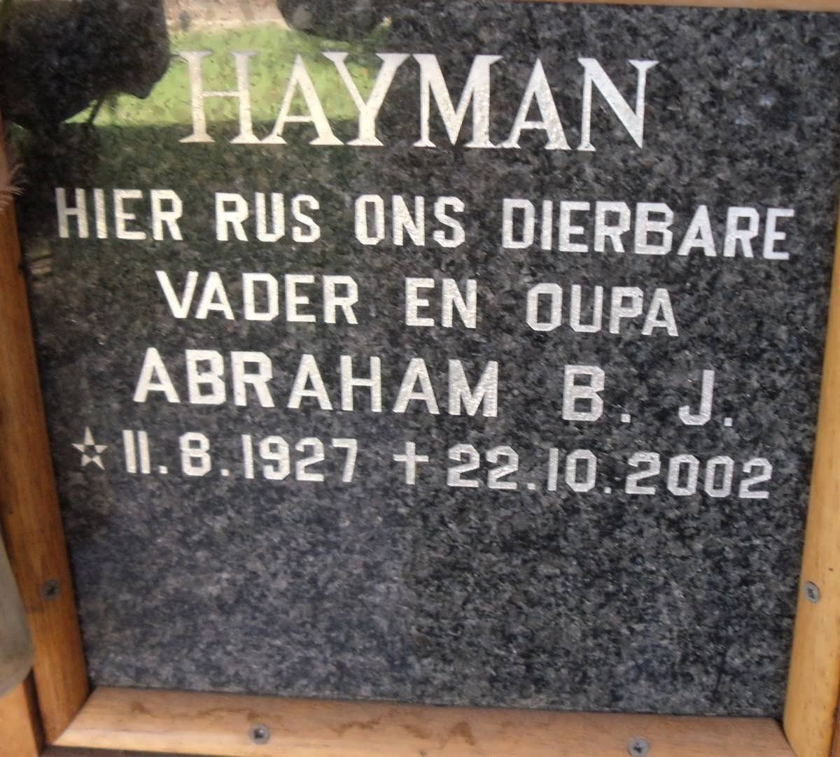 HAYMAN Abraham B.J. 1927-2002.