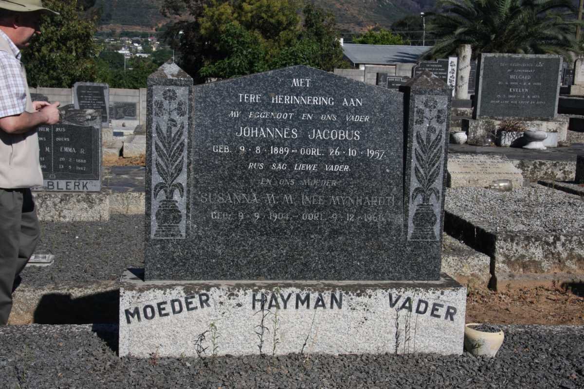 HAYMAN Johannes Jacobus 1889-1957 &amp; Susanna M.M. MYNHARDT 1904-1960