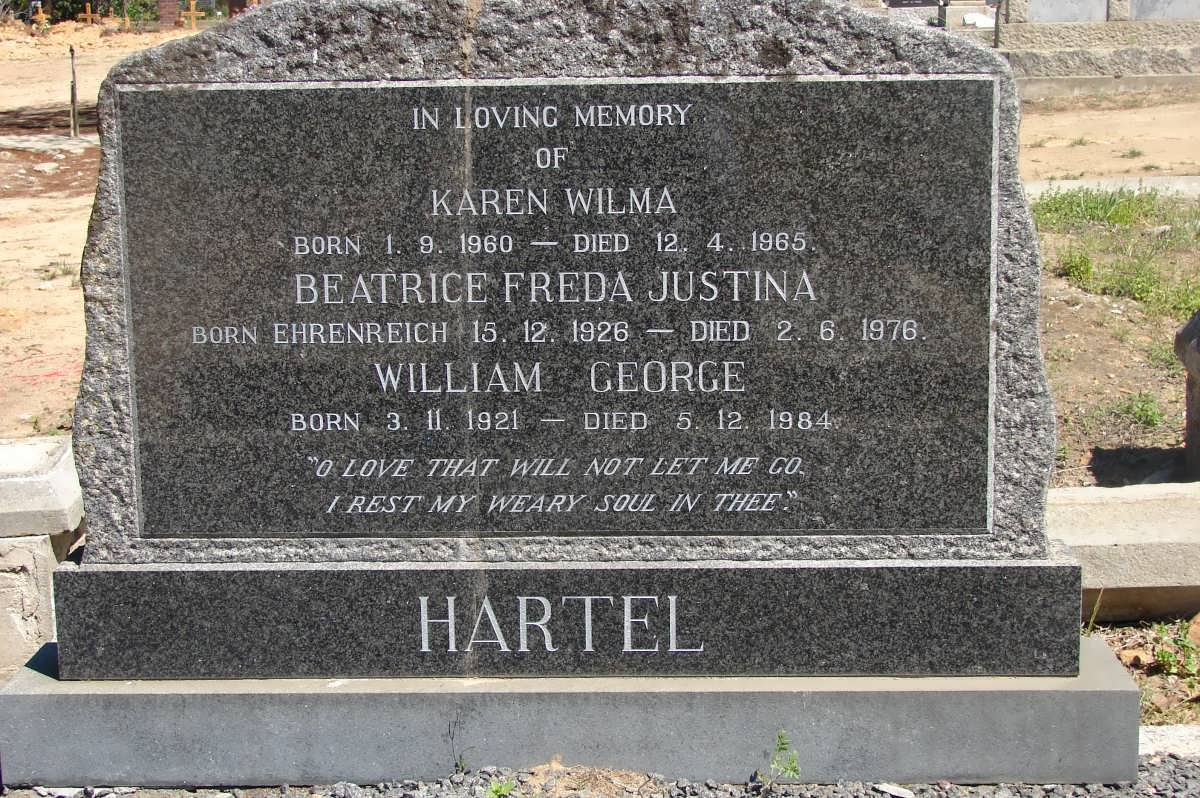 HARTEL William George 1921-1984 &amp; Beatrice Freda Justina EHRENREICH 1926-1976:: HARTEL Karen Wilma 1960-1965