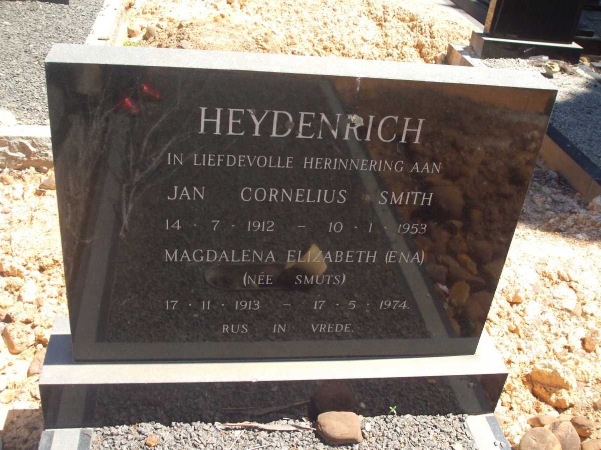 HEYDENRICH Jan Cornelius Smith 1912-1953 &amp; Magdalena Elizabeth SMUTS 1913-1974