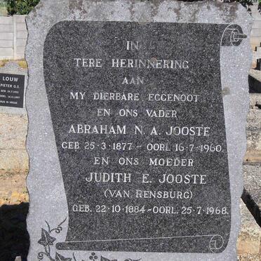 JOOSTE Abraham N.A. 1877-1960 &amp; Judith E. VAN RENSBURG 1884-1968