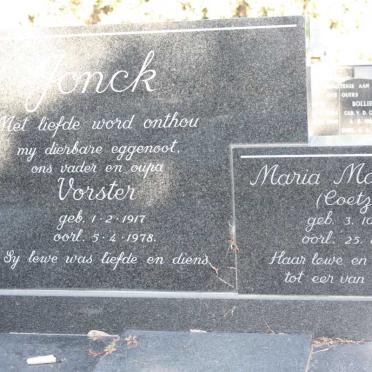 JONCK Vorster 1917-1978 &amp; Maria Magdalena COETZEE 1919-1988