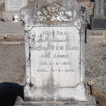 LAING Jacoba W.v.W. nee LUBBE 1879-1940