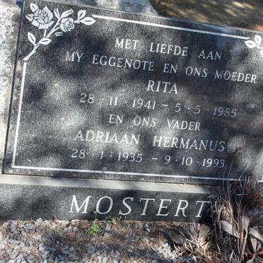 MOSTERT Adriaan Hermanus 1935-1993 & Rita 1941-1985