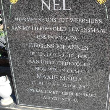 NEL Jurgens Johannes 1919-1999 &amp; Maxie Maria 1919-2003