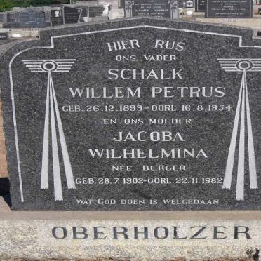 OBERHOLZER Schalk Willem Petrus 1899-1954 &amp; Jacoba Wilhelmina BURGER 1902-1982