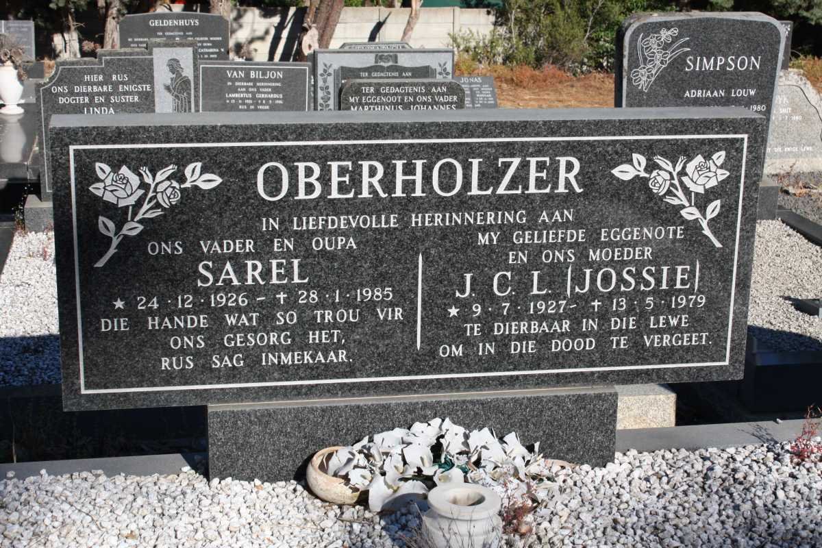 OBERHOLZER Sarel 1926-1985 &amp; J.C.L. 1927-1979