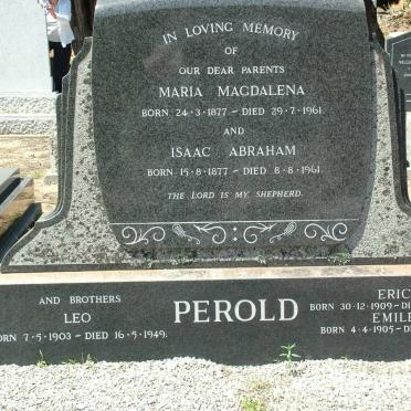 PEROLD Isaac Abraham 1877-1961 &amp; Maria Magdalena 1877-1961
