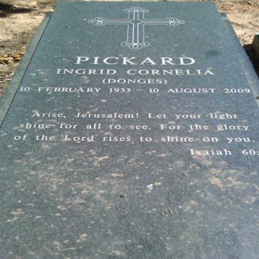 PICKARD Jan Albertus Jacobus 1927-1998 &amp; Ingrid Cornelia DÖNGES 1933-2009