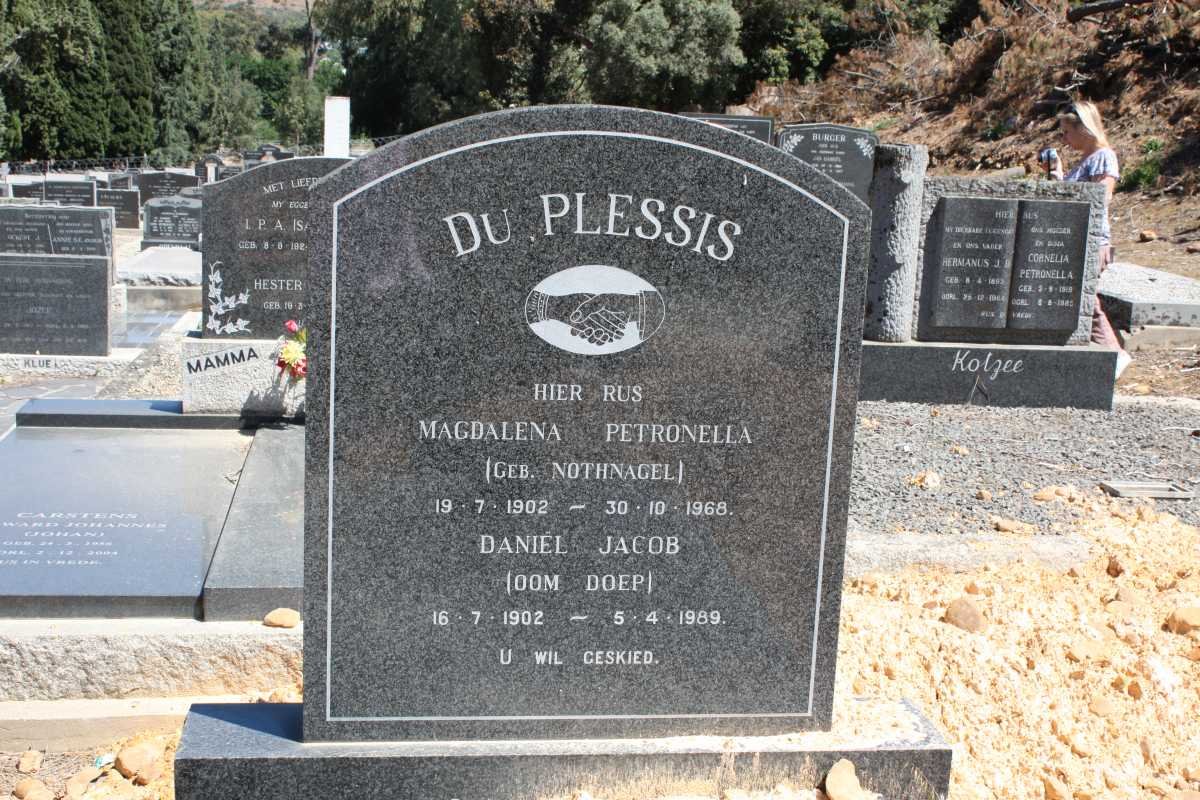 PLESSIS Daniel Jacob 1902-1989, du &amp; Magdalena Petronella NOTHNAGEL 1902-1968