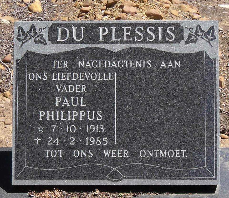 PLESSIS Paul Philippus, du 1913-1985