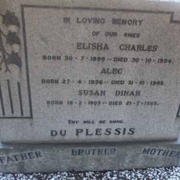 PLESSIS Elisha Charles, du 1899-1934 &amp; Susan Dinah 1903-1968 :: PLESSIS Alec, du 1936-1955