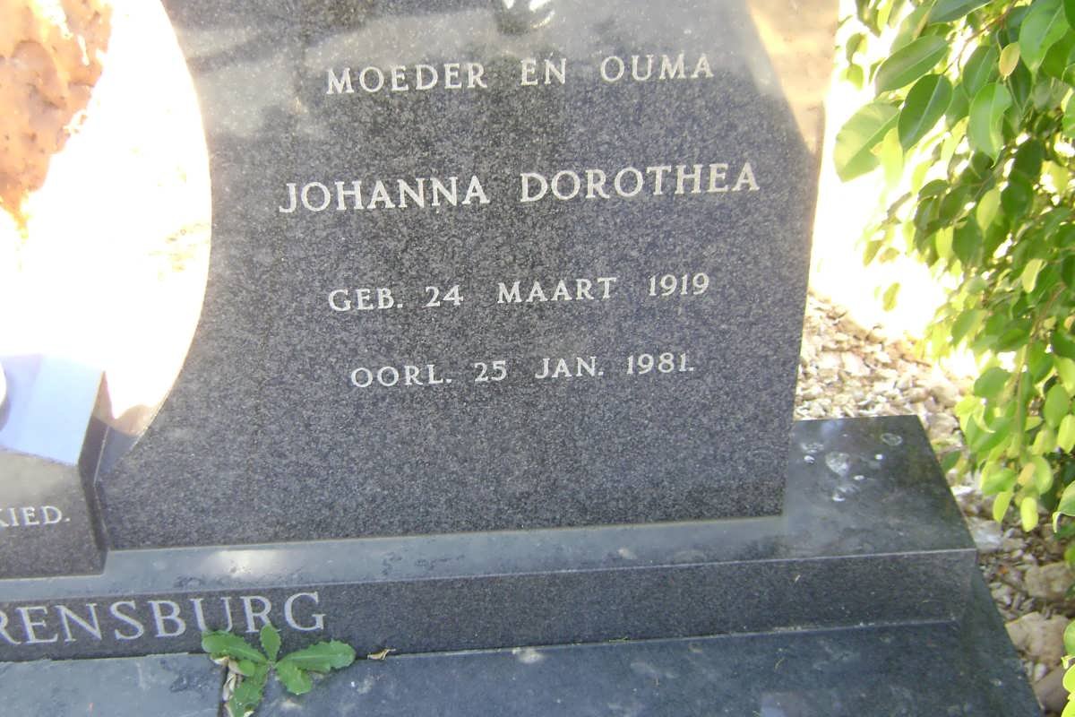 RENSBURG Johanna Dorothea, Janse van 1919-1981