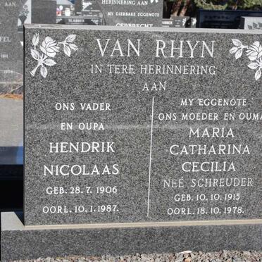 RHYN Hendrik Nicolaas, van 1906-1987 &amp; Catharina Cecilia SCHREUDER 1915-1978