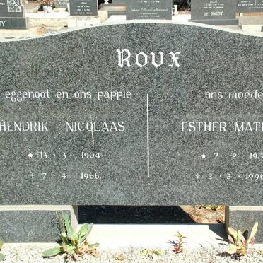 ROUX Hendrik Nicolaas 1904-1966 &amp; Esther Matilda 1917-1996