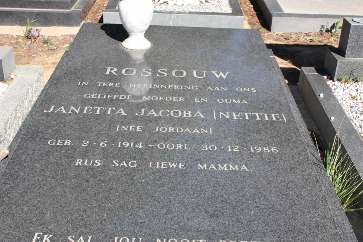 ROSSOUW Janetta Jacoba nee JORDAAN 1914-1986