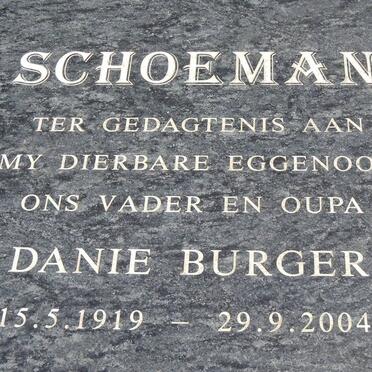 SCHOEMAN Danie Burger 1919-2004
