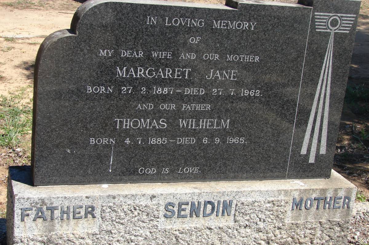 SENDIN Thomas Wilhelm 1885-1965 & Margaret Jane 1887-1962