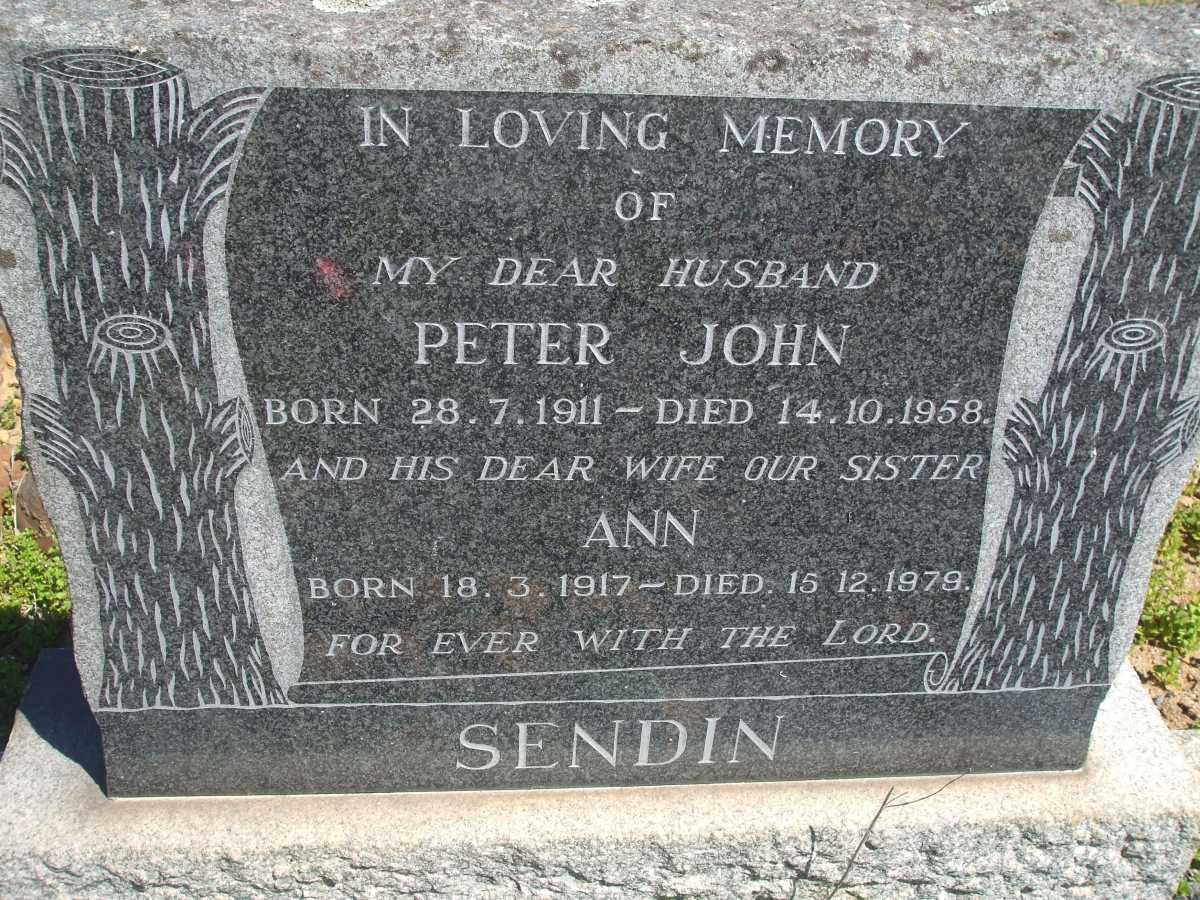 SENDIN Peter John 1911-1958 & Ann 1917-1979