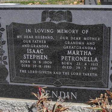 SENDIN Isaac Stephen 1909-1981 & Martha Petronella 1913-1991