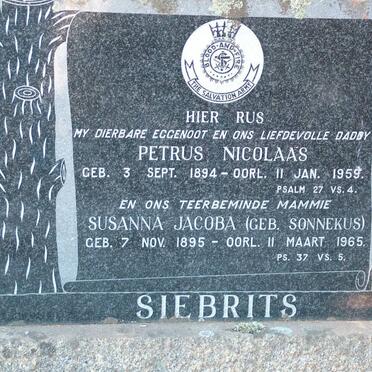 SIEBRITS Petrus Nicolaas 1894-1959 & Susanna Jacoba SONNEKUS 1895-1965