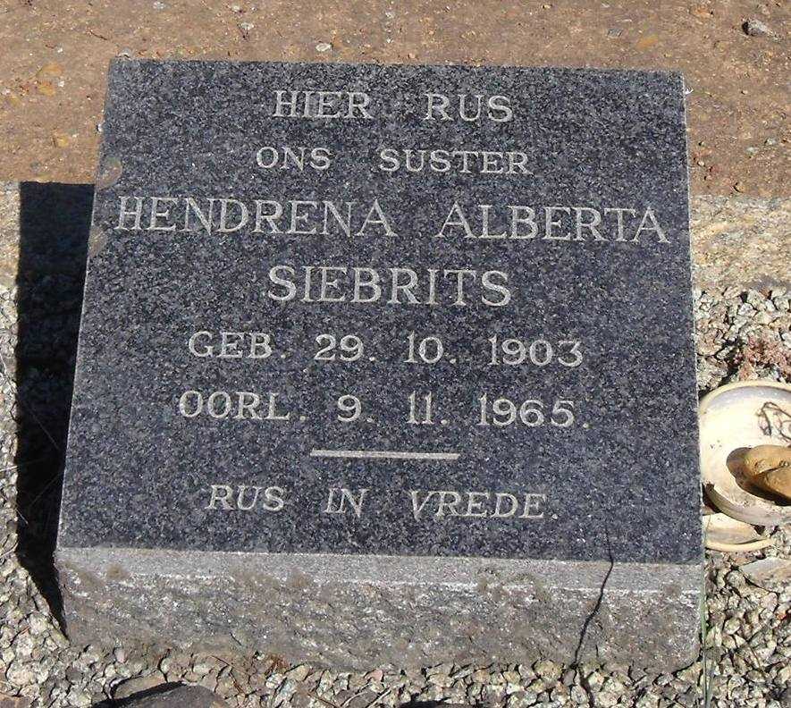 SIEBRITS Hendrena Alberta 1903-1965