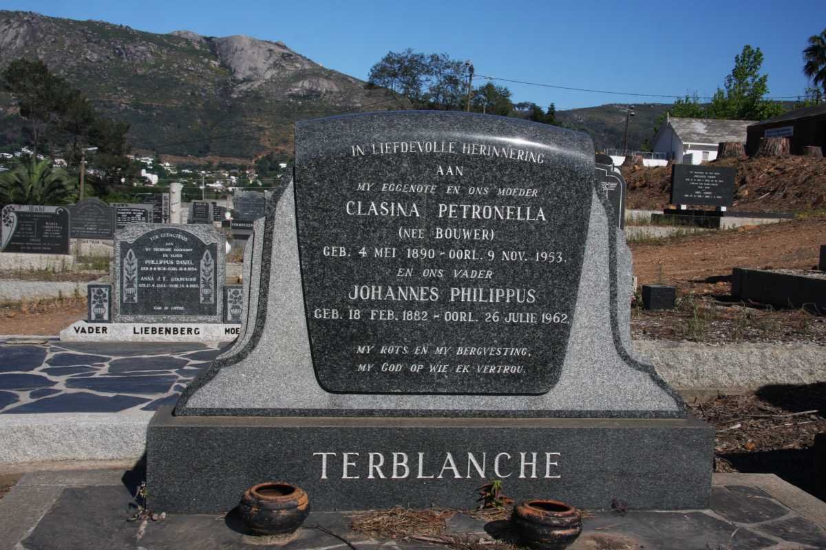 TERBLANCHE Johannes Philippus 1882-1962 &amp; Clasina Petronella BOUWER 1890-1953