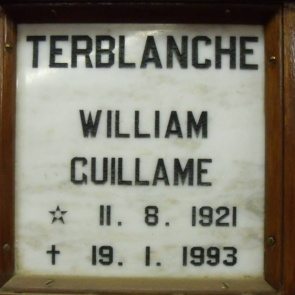 TERBLANCHE William Guillame 1921-1993