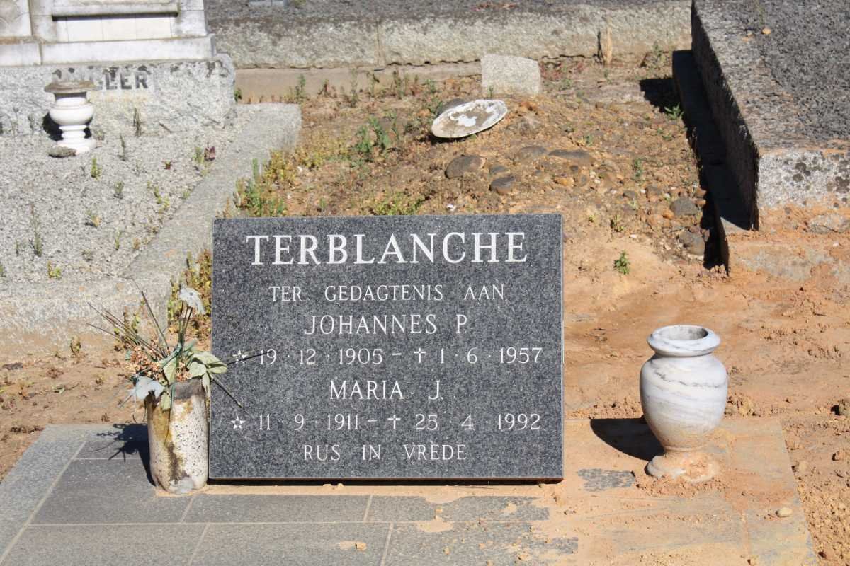 TERBLANCHE Johannes P. 1905-1957 &amp; Maria J. 1911-1992